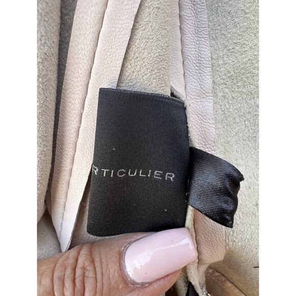 HOTEL PARTICULIER 100% Leather Bodycon Dress Ruffle Sleeves Minimalist Sz M - Picture 8 of 10